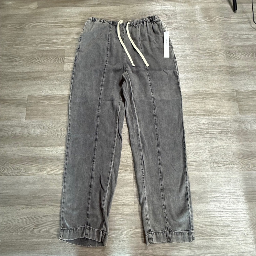 Jane + Delancey Womens Small Acid Wash Denim Drawstring  Pants Gray NEW
